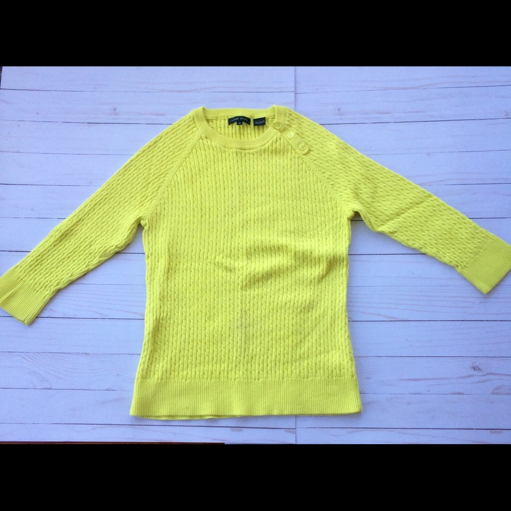 Jeanne Pierre Yellow Cable knit Sweater